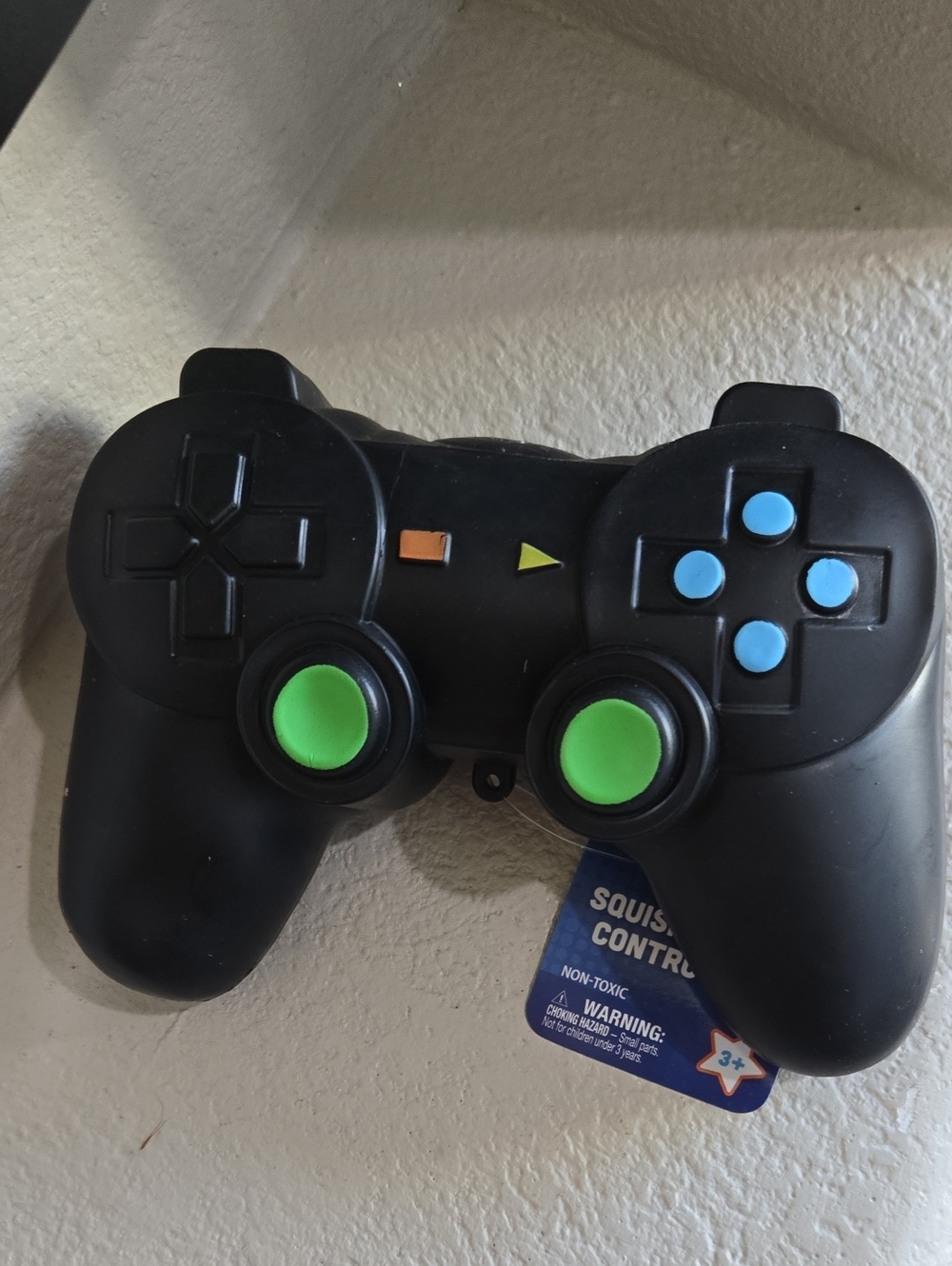 New Squishy Black Wireless Game Controller with Green & Blue Accents